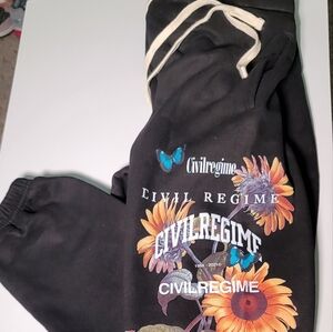 Black Graphic Hoodie with Floral Design